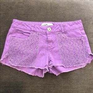 Purple jean shorts